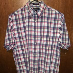 Lands End short sleeve button-down plaid size M
